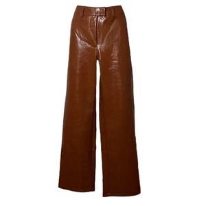 Cotton On Womens Vegan Leather High Rise Medium Brown Party Pants NWT US 2